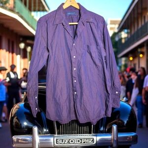 Vintage Kenneth Gordon 16.5-34 Purple Cotton Button-Up Shirt USA